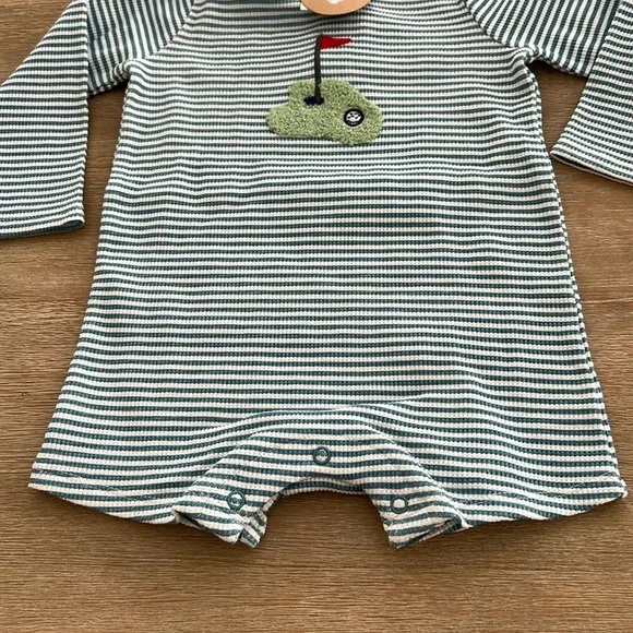 Mudpie Baby Boy Waffle Golf Romper Shortie 3-6 months - Picture 5 of 5